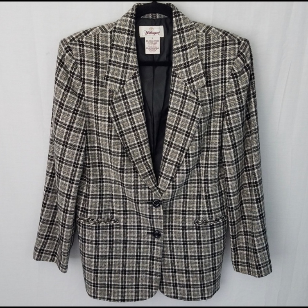 Worthington Wool Blend Plaid Blazer